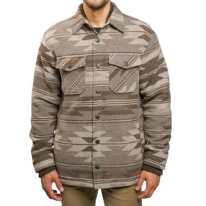 Jachs NY Sherpa Lined Wool Blend Shirt Jacket Aztec Gray Taupe Large NWT